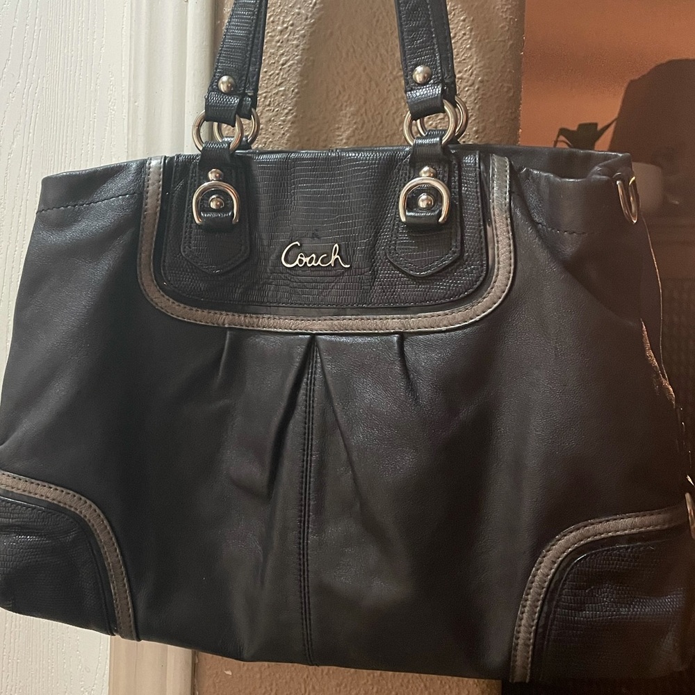 Black Leather Coach Handbag